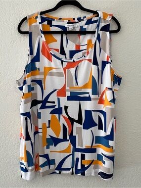 Chico’s Women’s Size XXL 4 Sleeveless Stretchy Top Blouse Bold Geometric Print